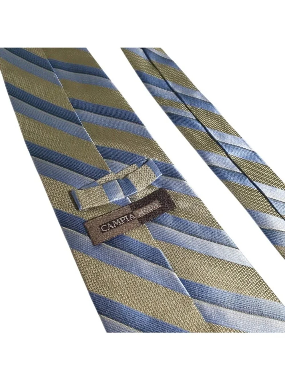 Campia Moda Mens Striped Necktie Woven Texture Navy Gold Pattern Elegant Formal